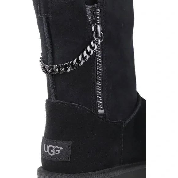 UGG Black Classic Short Sparkle Chain Zip Boots - Picture 5 of 11